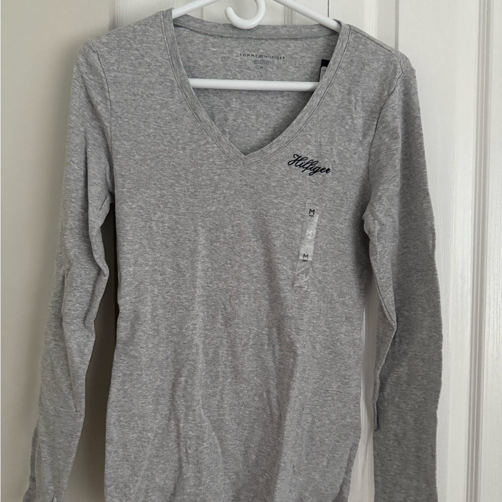 Tommy Hilfiger Light Gray V-Neck Shirt